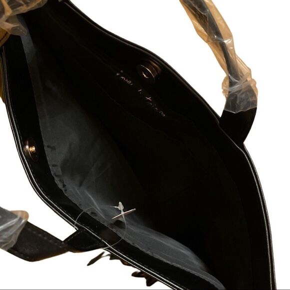 Victoria’s Secret Black Faux Leather Fringe Tote - Picture 8 of 8